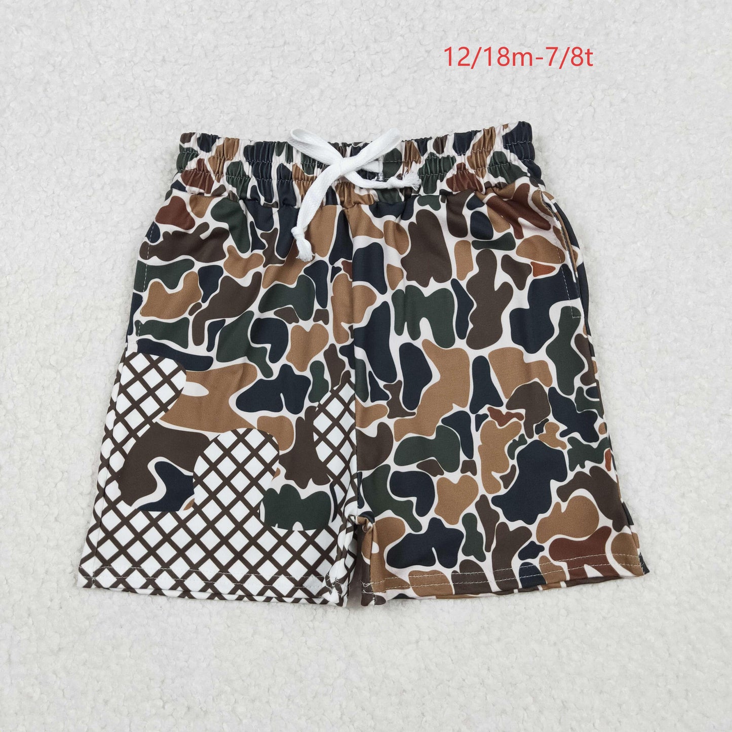 SS0651 Baby Boys Dark Green Camo Drip Team Shorts Bottom C10.24
