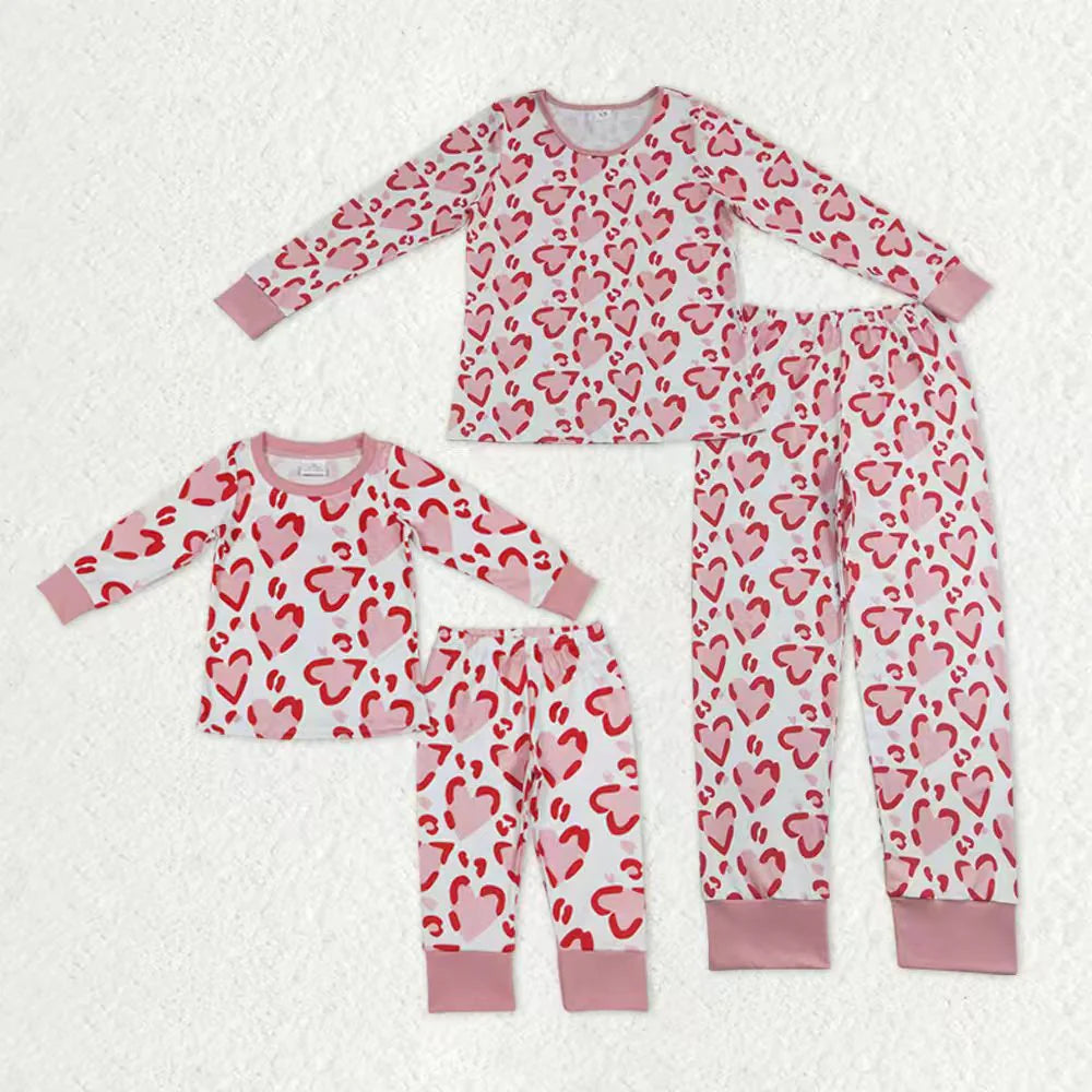 Mama and Me Pink Hearts Valentines Top Pants Pajamas Sets C11.18
