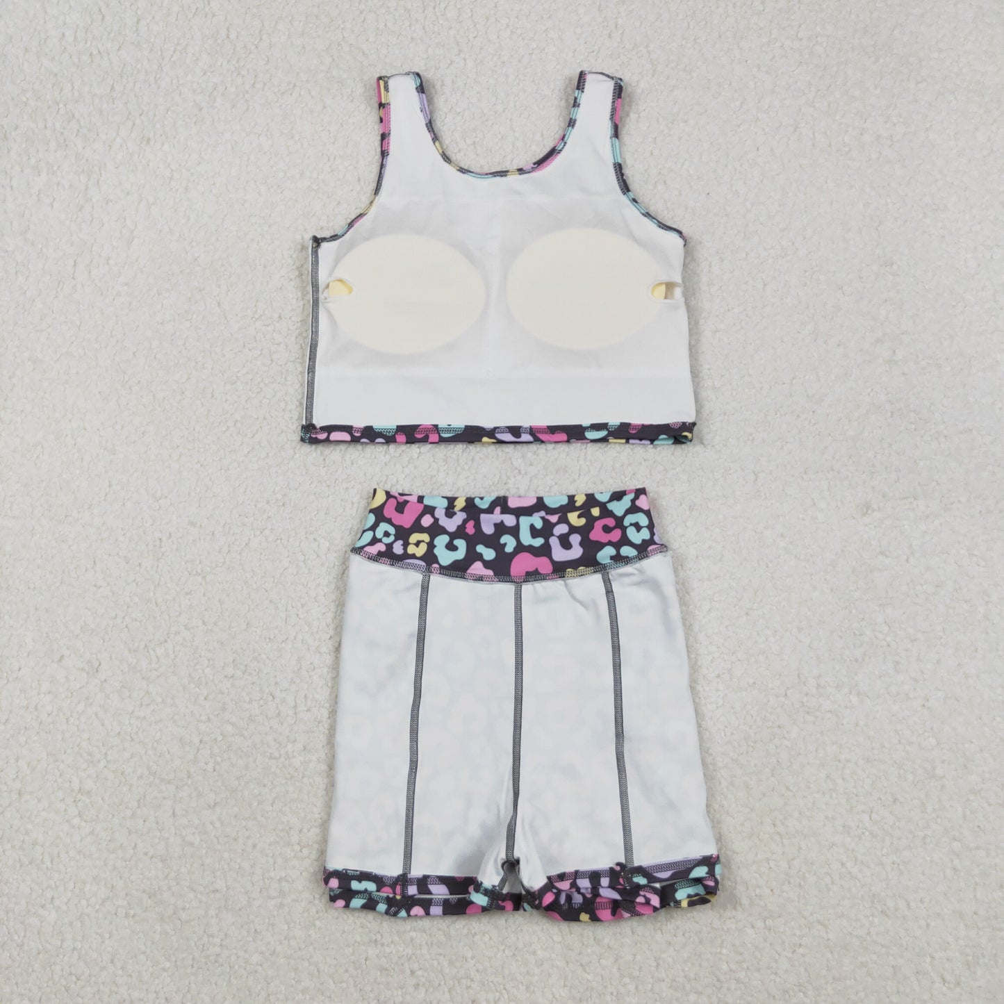 GSD2176 Baby Girls Purple Colorful Leopard Yoga Vest Skort Active Wear Set C11.12