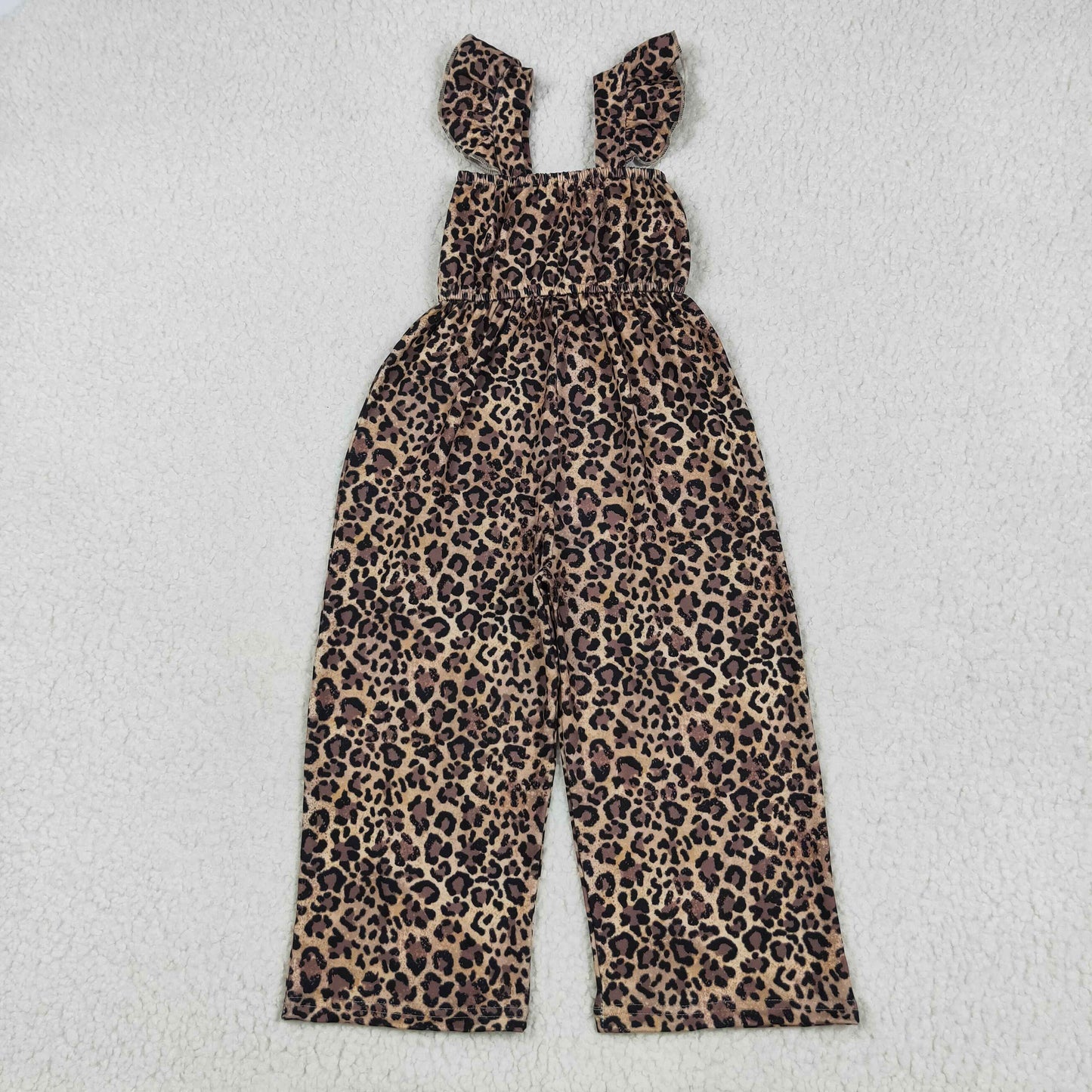 SR3054 Baby Girls Flutter Sleeves Leopard Bell Jumpsuit 5.24