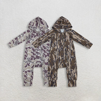 Sibling Baby Boys Southern Camo Hoodie Two Way Zip Convertible Rompers C11.14
