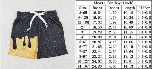 4 Colors Sibling Baby Girls Ice Cream Drip Sprinkles Summer Shorts Bottoms 7.8