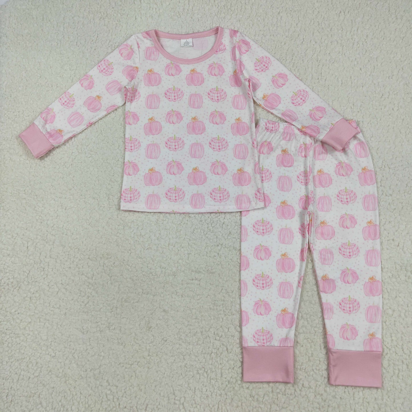 GLP1188 Bambo Baby Girls Pink Pumpkin Top Pants Pajamas Clothes Set 7.26