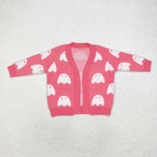 GT0650 Halloween Ghost rose long sleeve cardigan sweater