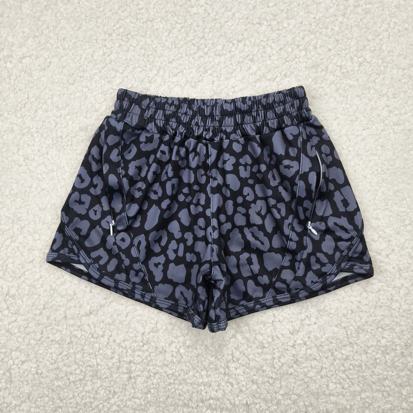 SS0467 Baby Girls Black Leopard Yoga Shorts Bottoms 5.5