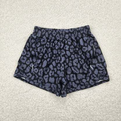 SS0467 Baby Girls Black Leopard Yoga Shorts Bottoms 5.5