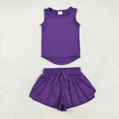 Sibling (1-4) Baby Girls Sleeveless Colorful Yoga Vests Top Ruffle Shorts Set 5.29