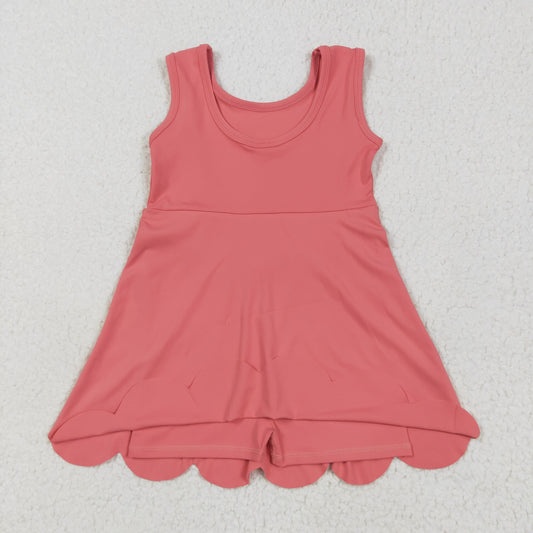GSD2350 Baby Girls Peach Sleeveless Yoga Active Knee Length Dress 5.26