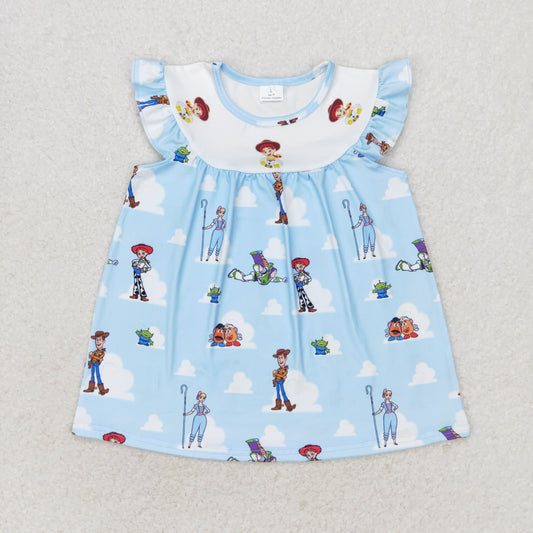 GT0592 Girls cartoon white cloud short sleeve top