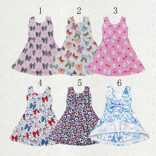 Sibling Baby Girls Bows Leopard Active Yoga Athletic Dresses 6.11