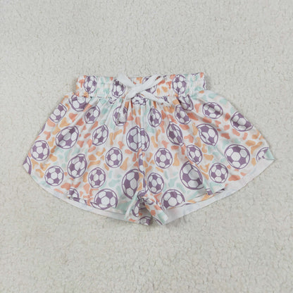 SS0582 Baby Girls Football Colorful Leopard Summer Shorts Bottoms 6.9