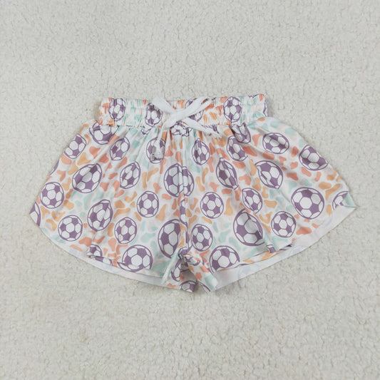 SS0582 Baby Girls Football Colorful Leopard Summer Shorts Bottoms 6.9