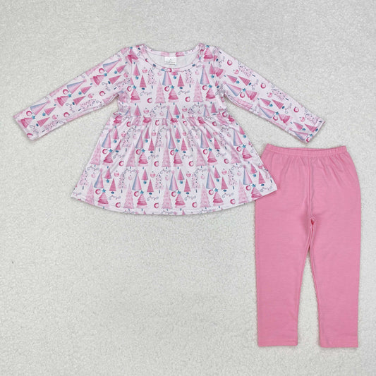 GLP1814 Baby Girls Christmas Tree Tunic Pockets Legging Clothes Set