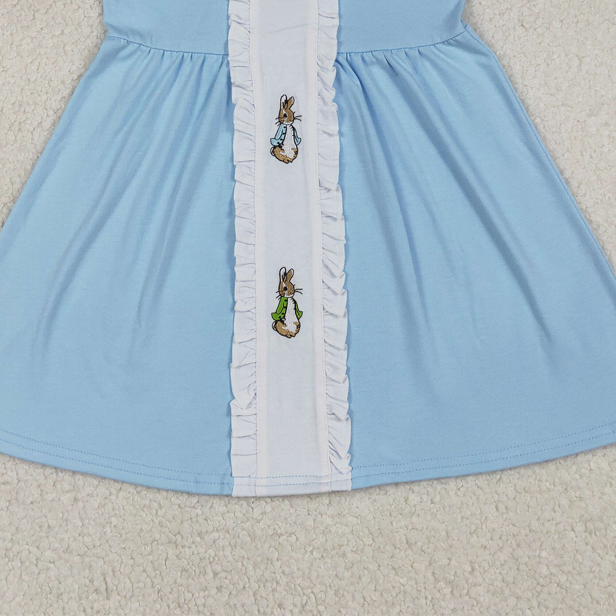 RTS GSD2961 Embroidery Rabbits Baby Girls Easter Collar Knee Length Dresses