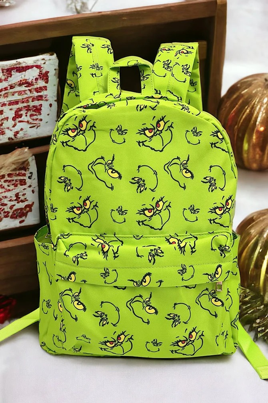 BA0119 Baby Kids Children Green Face Christmas Back Bag