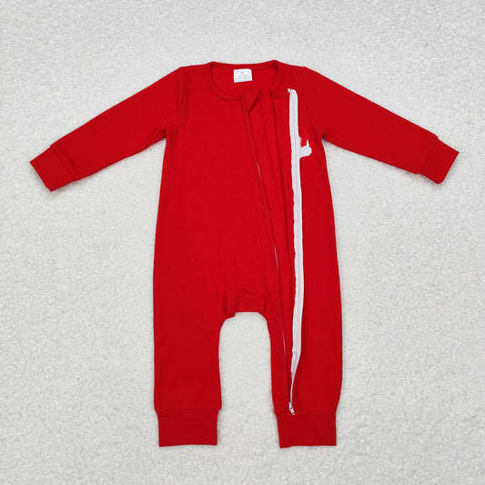 LR2052 Baby Infant Boys Embroidered Santa Long Sleeve Romper