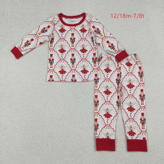 GLP2808 Baby Girls Red Bows Soldiers Plaid Top Pant Christmas Pajamas Set C9.29