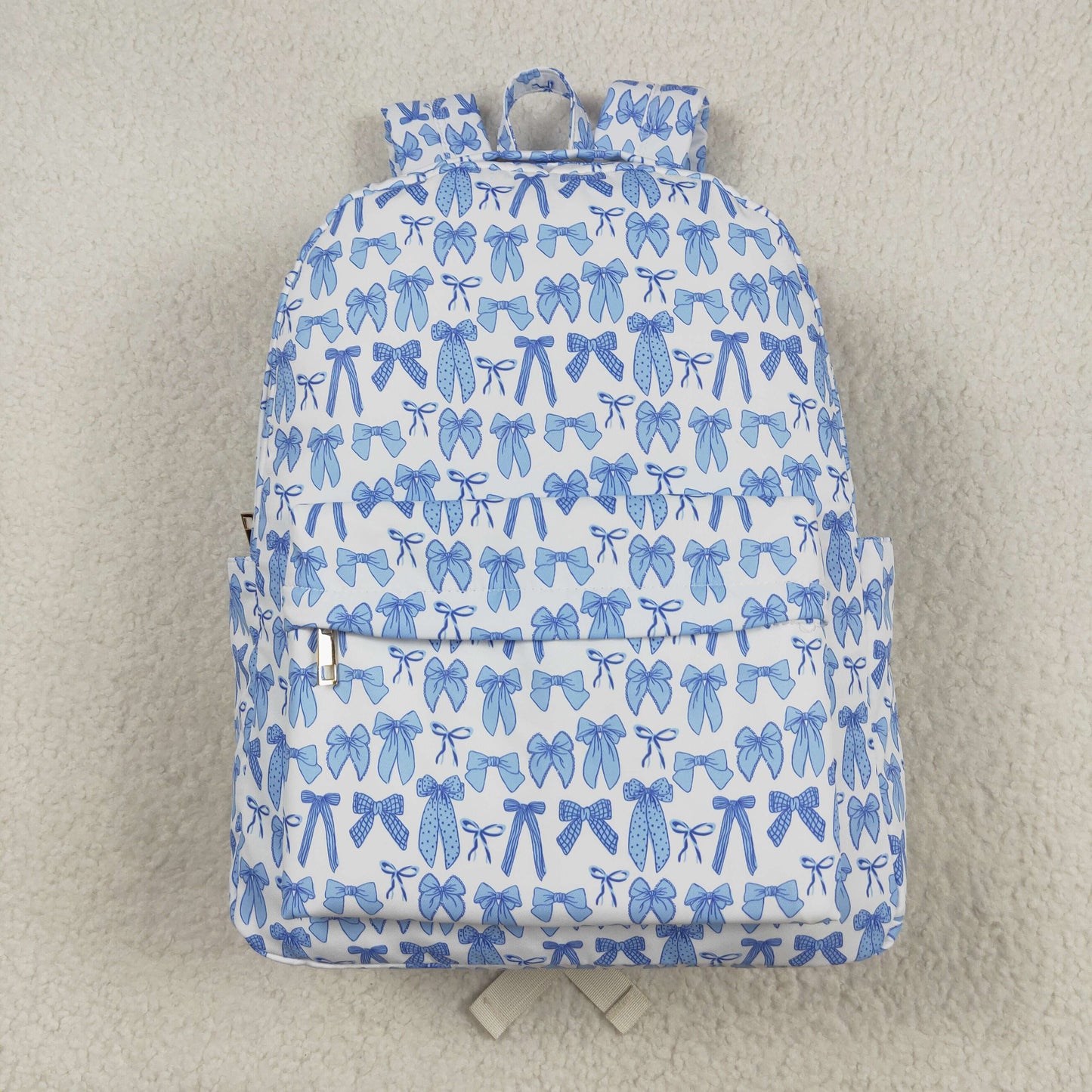 BA0322 Baby Kids Sky Blue Bows Plaid Zipper School Back Bags 7.29