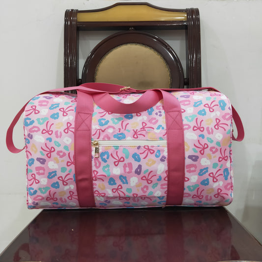 BA0320 Pink Leopard Bows Gym Bags 8.11