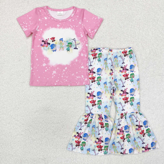 GSPO1657 Baby Girls Outside Cartoon Shirt Top Bell Pants Outfits Set