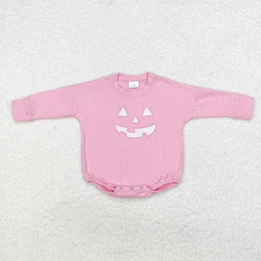 LR1573 Baby Infant Girls Halloween Smile Face Long Sleeve Romper