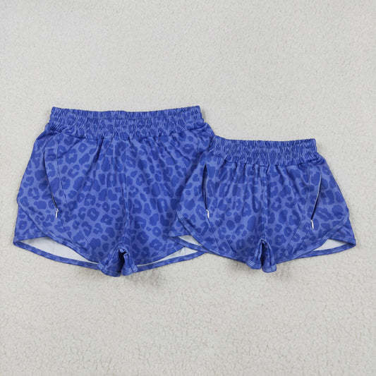 Mommy&Me Baby Girls Blue Leopard Yoga Zip Shorts Bottoms 5.9