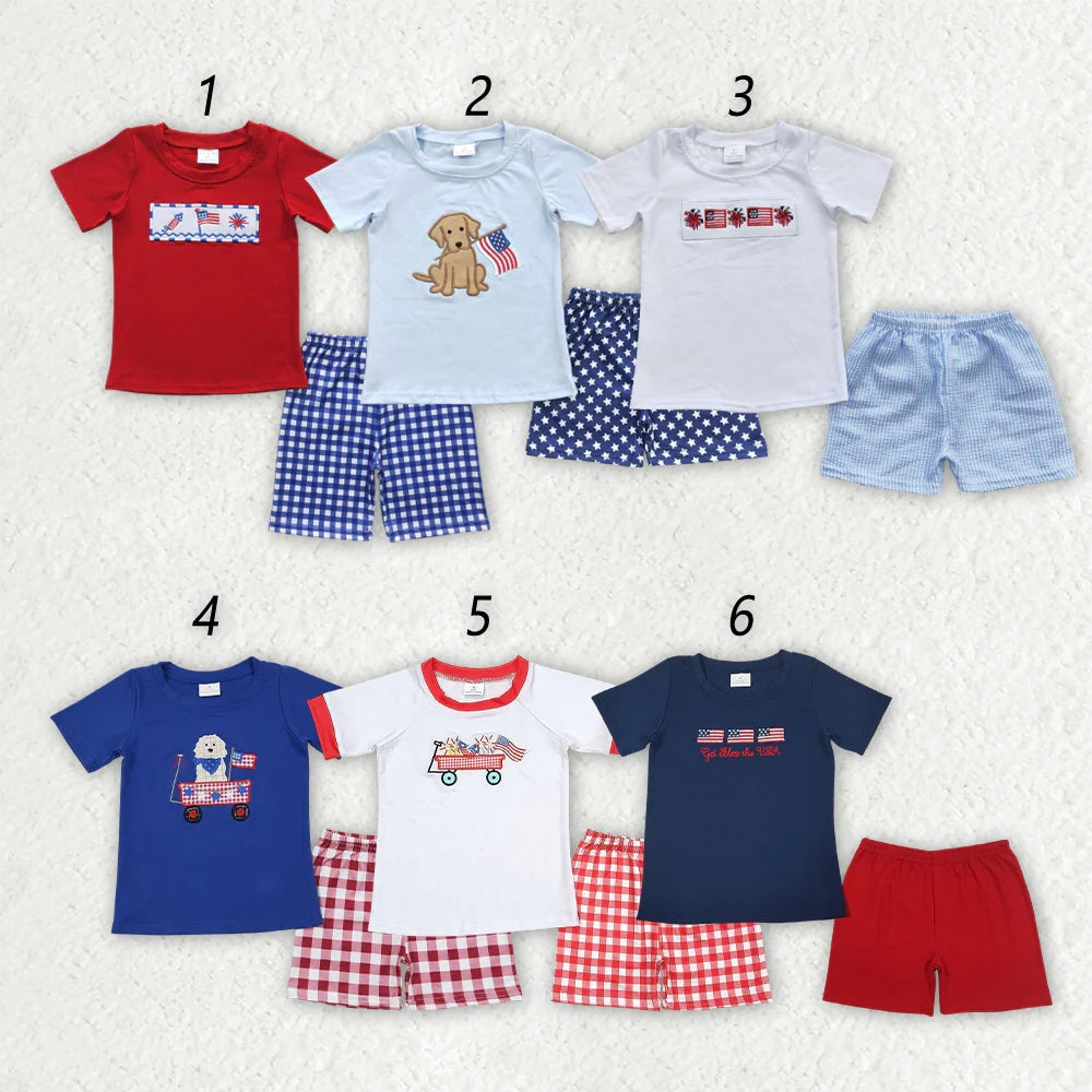 Sibling Baby Boys July 4th Summer Shorts Outfits 4.15