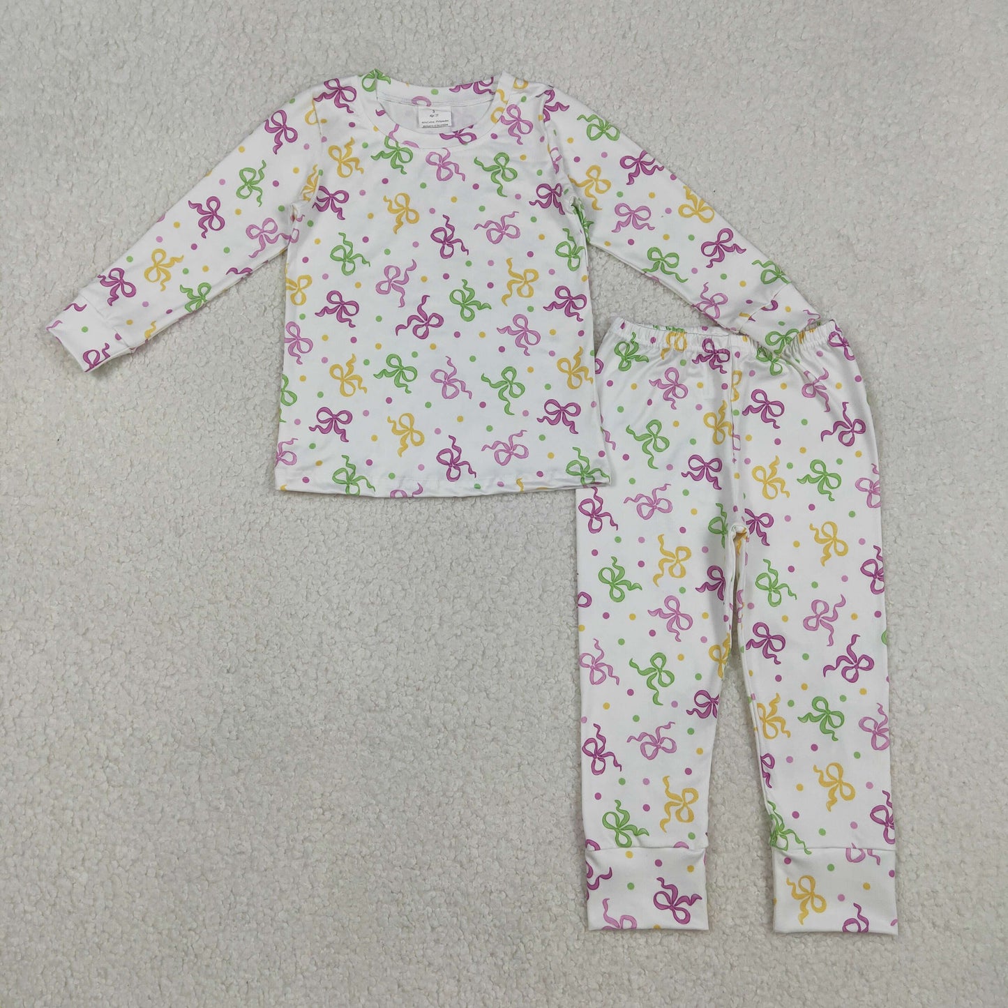 GLP2920 Baby Girls Mardigras Bows Polka Dots Top Pants Pajamas Set C11.27