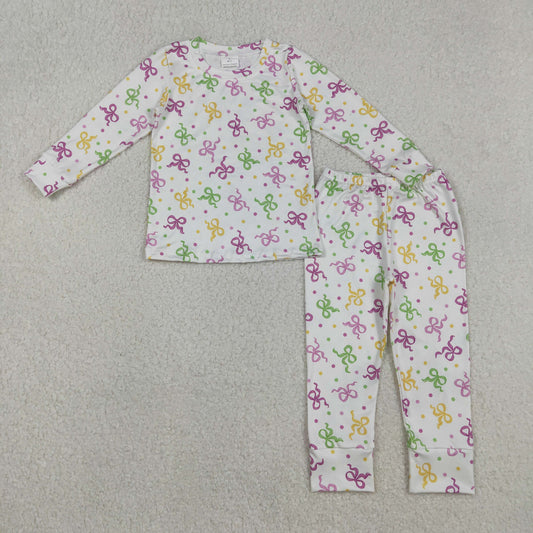 GLP2920 Baby Girls Mardigras Bows Polka Dots Top Pants Pajamas Set C11.27