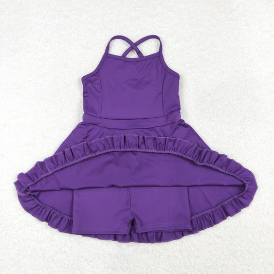 S0454 Baby Girls Purple Athletic Active Wear Knee Length Dress