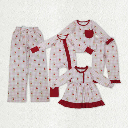 Mama and Me Girls Hearts Dogs Valentine Pajamas Set Ruffle Dress Zipper Romper Mamas Pants Bottom C10.31