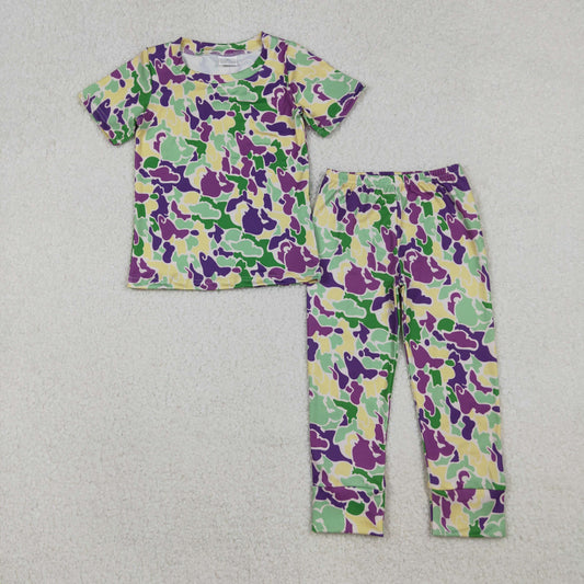 BSPO0584 Baby Boys Mardi Gras Camo Short Sleeve Pant Pajamas Set C10.17