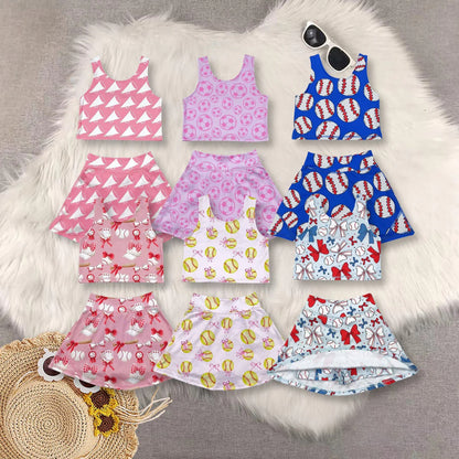 Sibling Baby Girls Football Baseball Cheer Yoga Active Wear Top Shorts Skirts Clothes Sets 4.29