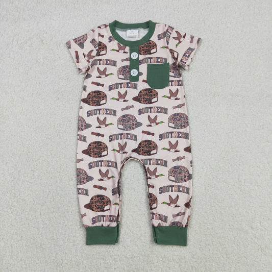 SR3245 Baby Boys Camo Hats Ducks Pocket Southern Footie Romper C12.6