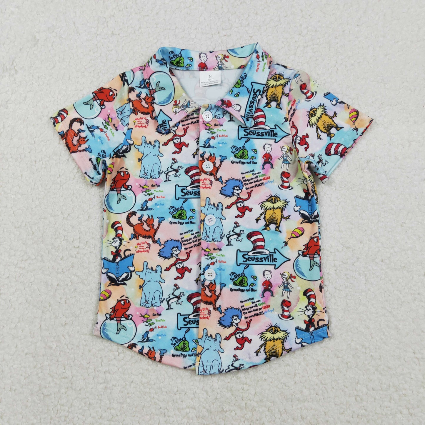 BT1461 Baby Boys Cartoon Mr Reading Button Shirts Top C12.1