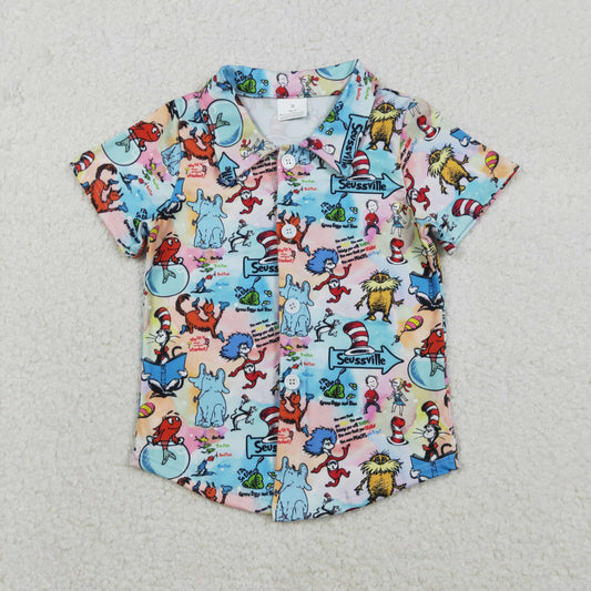 BT1461 Baby Boys Cartoon Mr Reading Button Shirts Top C12.1