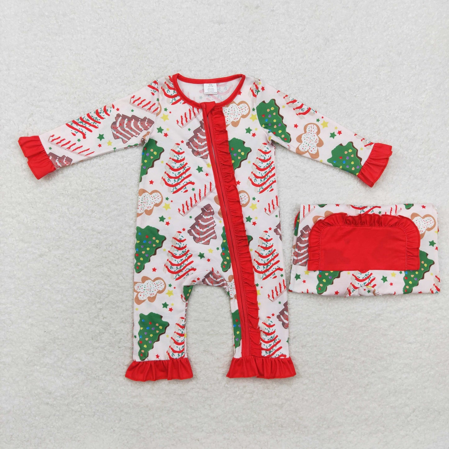 LR1150 Bamboo LR1150 Bamboo Christmas Tree cookies Gingerbread  Lace zipper long sleeve onesie