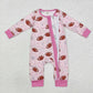 LR1464 Baby Infant Girls Football Pink Zip Bamboo Romper