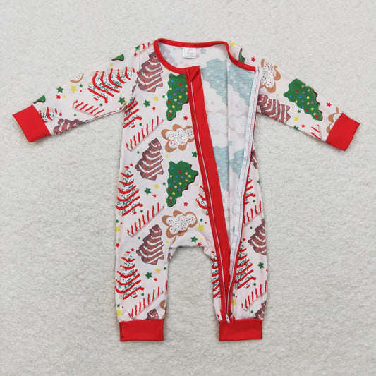 LR1150 Bamboo Christmas tree cookies gingerbread man zipper long sleeve onesie