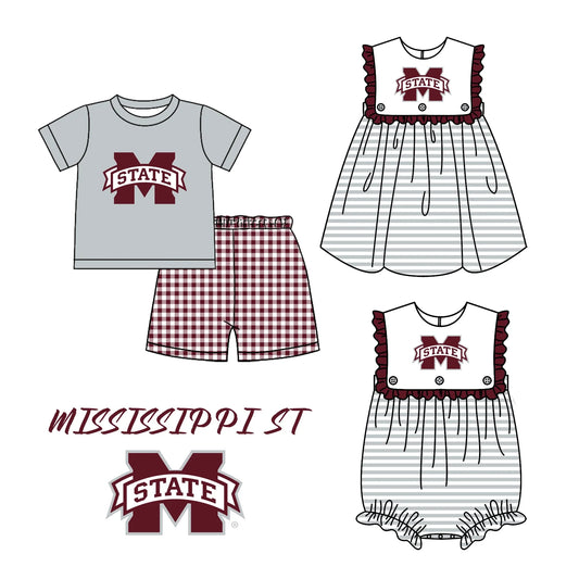 Sibling Boys Baby Girls Missi Team Dresses Rompers Sets preorder(moq 3)