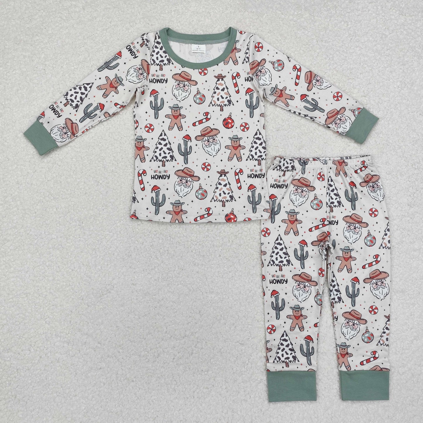 BLP0817 Baby Boys Christmas Western Tree Top Pants Pajamas Clothes Set