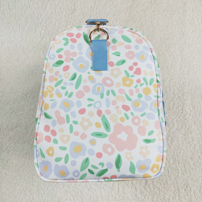 BA0292 Blue Ruffle Colorful Leopard Print Gym Duffle Bag 7.7