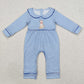 LR1447 Baby Infant Boys Blue Stripes Dog Long Sleeve Romper