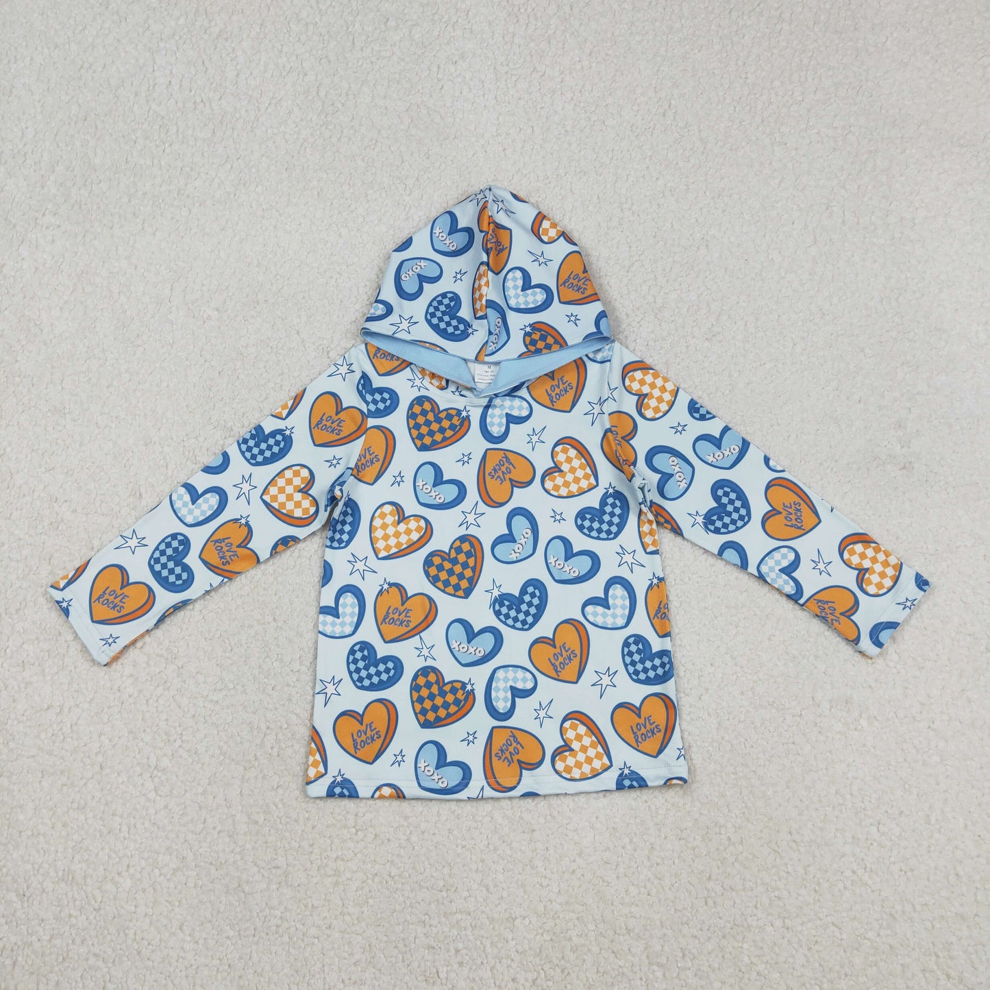 BT1510 Baby Boys Long Sleeve XOXO Hearts Stars Valentines Hoodies Top C12.8