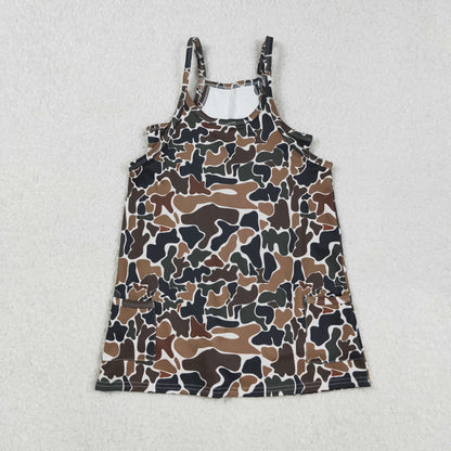 GSD2721 Baby Girls Strap Dark Brown Camo Pockets Yoga Dress C9.2