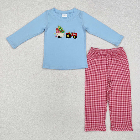 BLP0745 Baby Boys Christmas Tree Tractor Top Pants Clothes Set