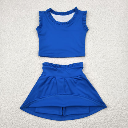 GSD2391 Baby Girls Hot Blue Sleeveless Top Skort Yoga Set 4.26