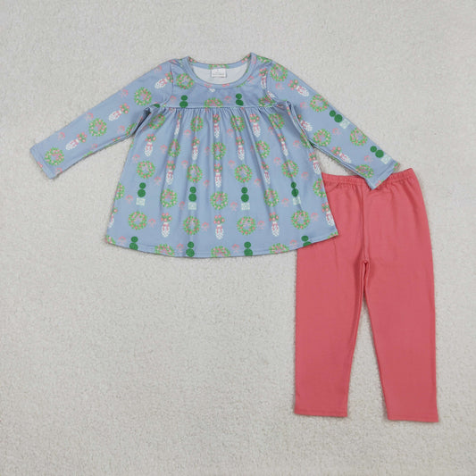 GLP2868 Baby Girls Long Sleeve Bows Flowers Tunic Leggings Clothes Set C10.14