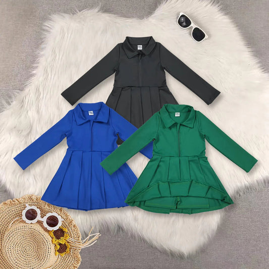 Sibling Baby Girls Long Sleeves Zipper Shots Yoga Activity Knee Length Dresses 7.25