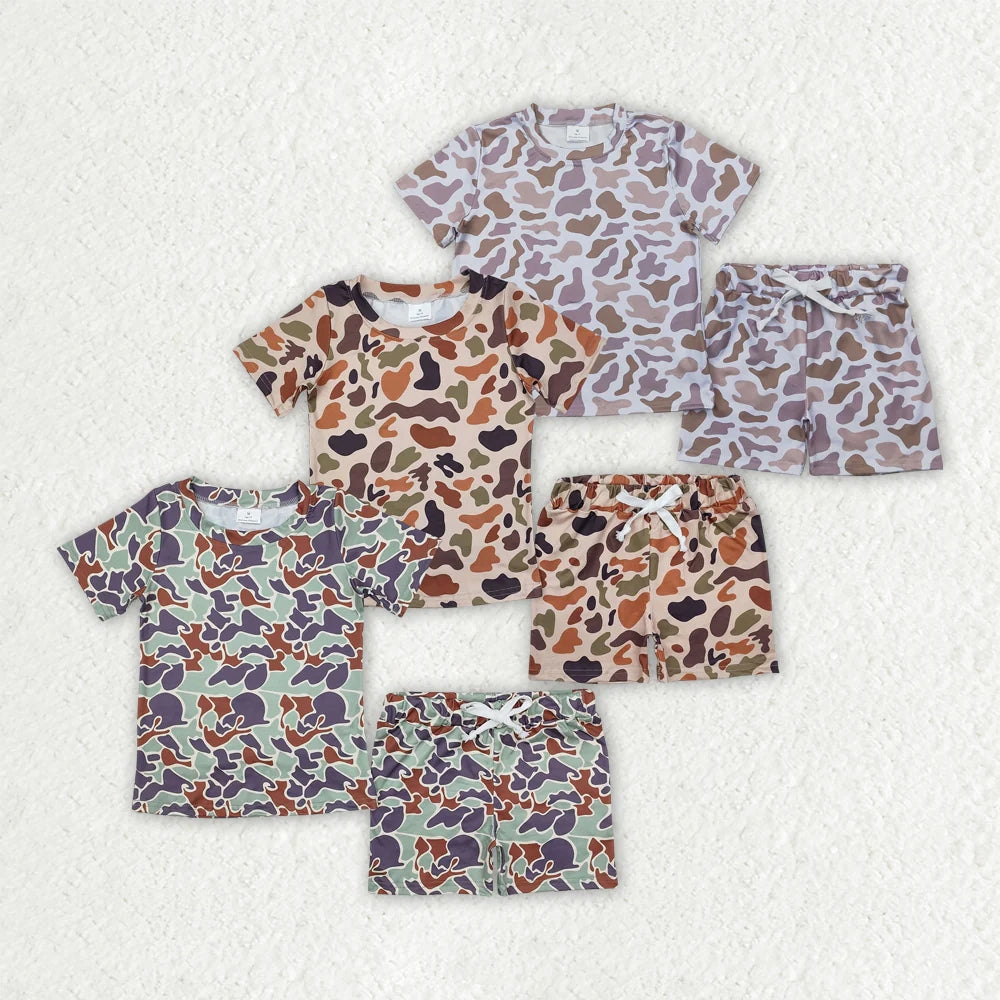Sibling 3 Colors Baby Boys Camouflage Hunting Shirt Shorts Outfits Sets 4.29